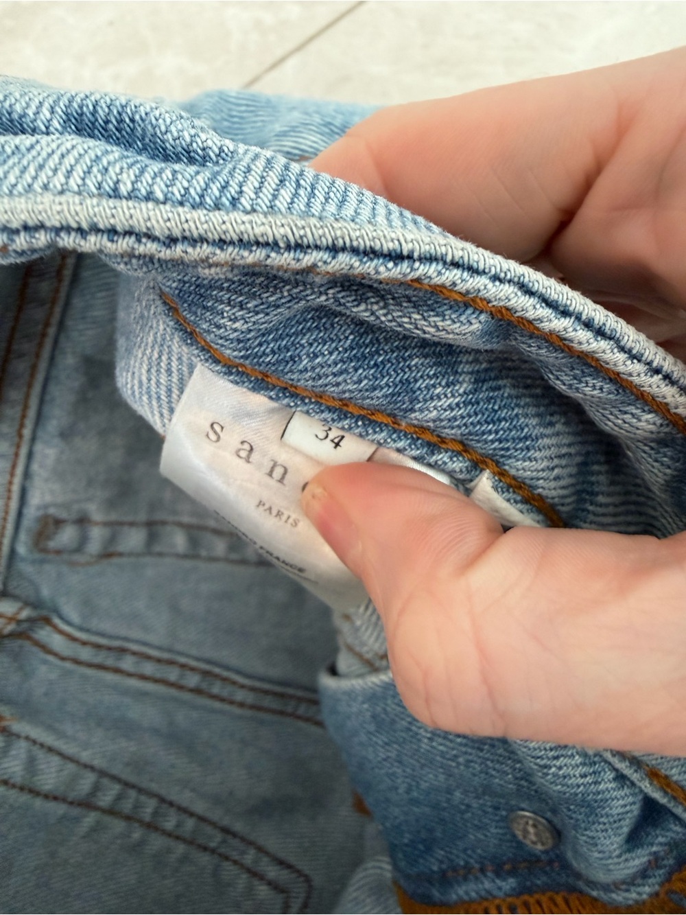 Sandro Light Blue High-Waist Button-Front Denim Shorts - Picture 3 of 4